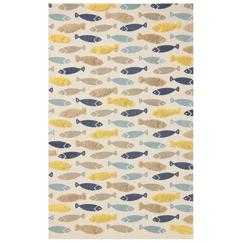 Beliani Handwoven Cotton Children's Rug with Fish Motif, 80 x 150 cm, Multicolored Ipuh