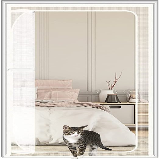 Cat Mesh Door, 85 x 210 cm, Scratch-Resistant, Zippered, White