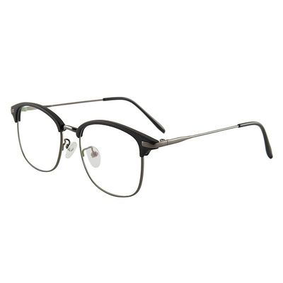 LTSRLL Stylish Half-Rim Metal Blue-Light-Blocking Reading Glasses, Black-Gray, +1.50