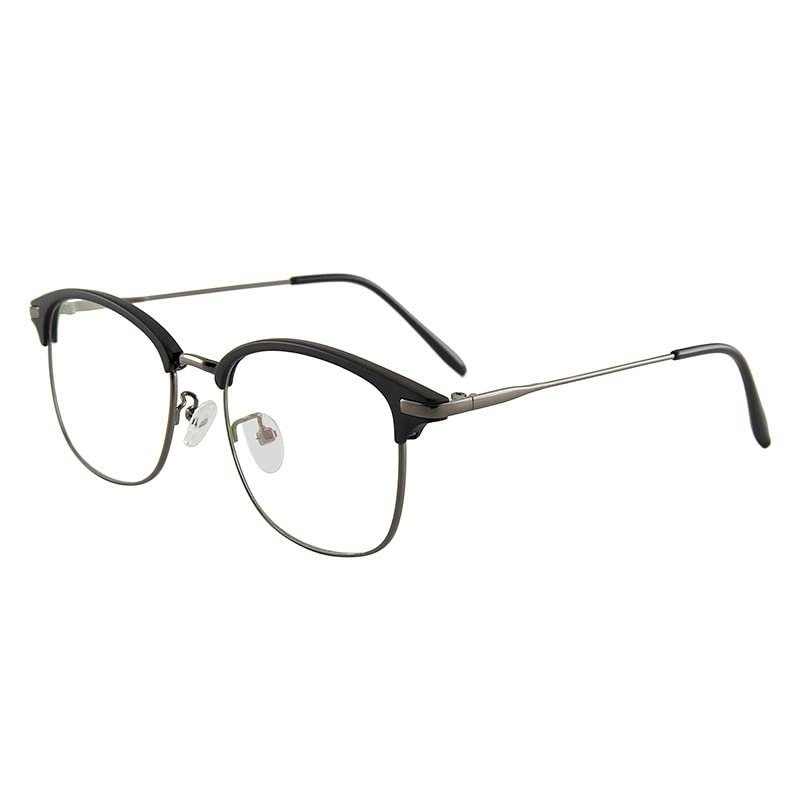LTSRLL Stylish Half-Rim Metal Blue-Light-Blocking Reading Glasses, Black-Gray, +1.50