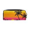 Small Leather-Look Makeup Bag with Elephant and Heart-Shaped Flower, Sunset Palm view 2