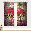 YUANZU Colorful Graffiti Blackout Curtains with Grommets, 2 Panels, 84 x 79 in view 2