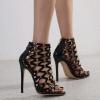 Women's High-Heel Sandals with Ankle Strap, Open Toe, Transparent Cutout Stiletto Heels, 4.72 in/12 cm, Black, EU 40 view 2