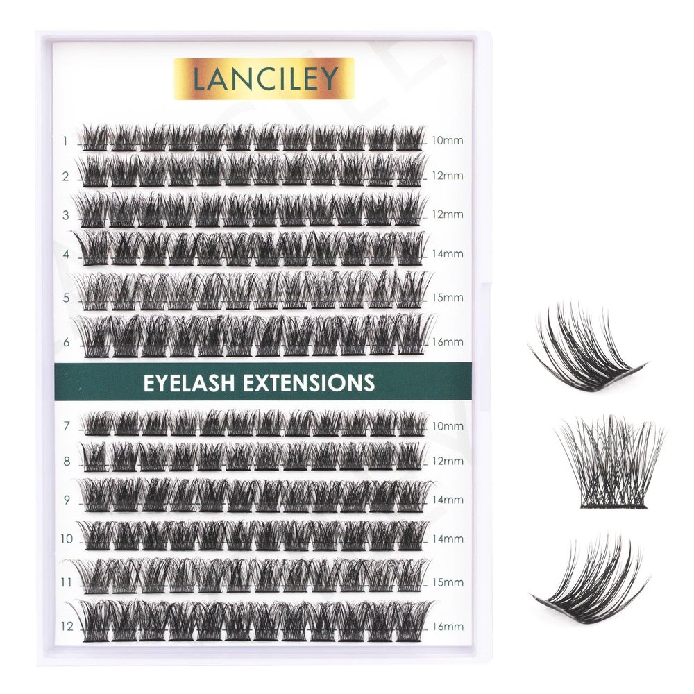 Lanciley Individual Cluster Lashes, 144 Pieces, C/D Curl, 10/12/14/15/16 mm - L28
