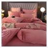 DUnLap Winter Crystal Velvet and Coral Velvet 4-Piece Bedding Set, Thick Plush Flannel, White, Full view 3