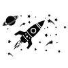 HUANYIN Kids' Space Vinyl Wall Decal, Rocket, Spaceship and Astronaut, 80 x 120 cm view 1