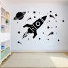 HUANYIN Kids' Space Vinyl Wall Decal, Rocket, Spaceship and Astronaut, 80 x 120 cm view 2