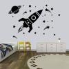HUANYIN Kids' Space Vinyl Wall Decal, Rocket, Spaceship and Astronaut, 80 x 120 cm view 3