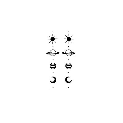 8-Piece Fake Tattoos: Sun, Moon, Planet & Earth, Waterproof Temporary Tattoos for Arms and Ankles