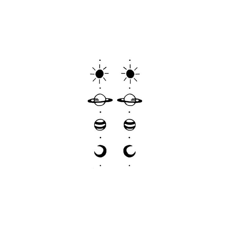 8-Piece Fake Tattoos: Sun, Moon, Planet & Earth, Waterproof Temporary Tattoos for Arms and Ankles