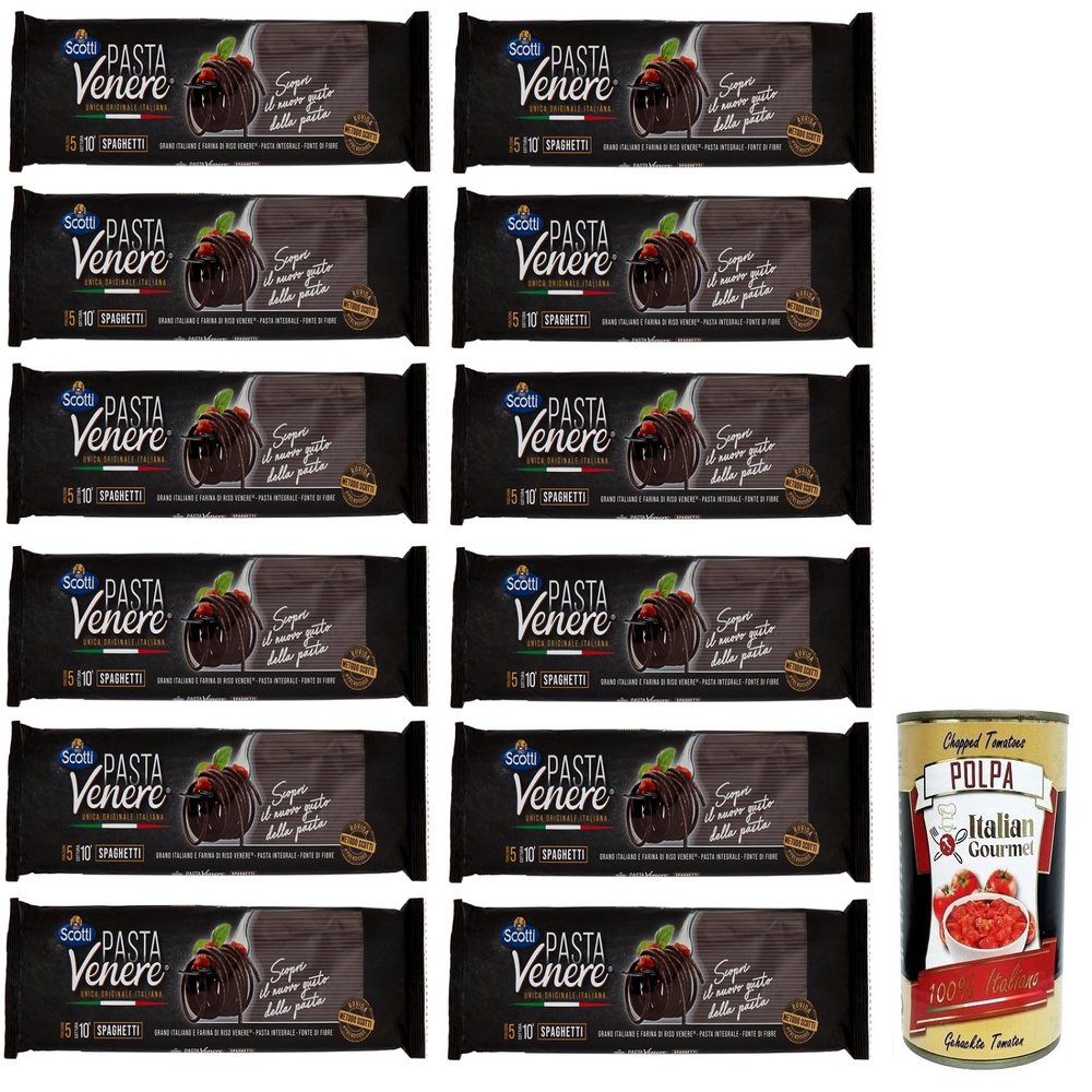 Italian Gourmet Venere Spaghetti with Black Rice, 12 x 400 g