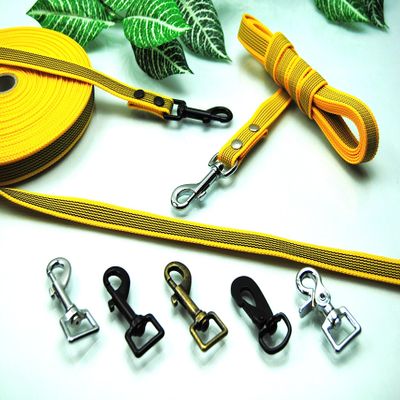 Rubberized Leash Yellow 20mm (1m without Loop, Carabiner: Silver)