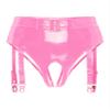 Yihuimin Women's Pink Patent Leather Panties with Garter Straps, 4XL view 1