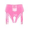 Winying Women's Sexy Wetlook Open-Crotch Patent Leather Thong, Pink, XXL view 1