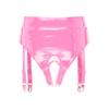 Winying Women's Sexy Wetlook Open-Crotch Patent Leather Thong, Pink, XXL view 3