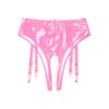 Winying Women's Sexy Wetlook Open-Crotch Patent Leather Thong, Pink, XXL view 4