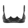 TSSOE Women's Wet-Look Open-Cup Bustier Harness Bra, Wireless Patent Leather, Black, Size S view 3