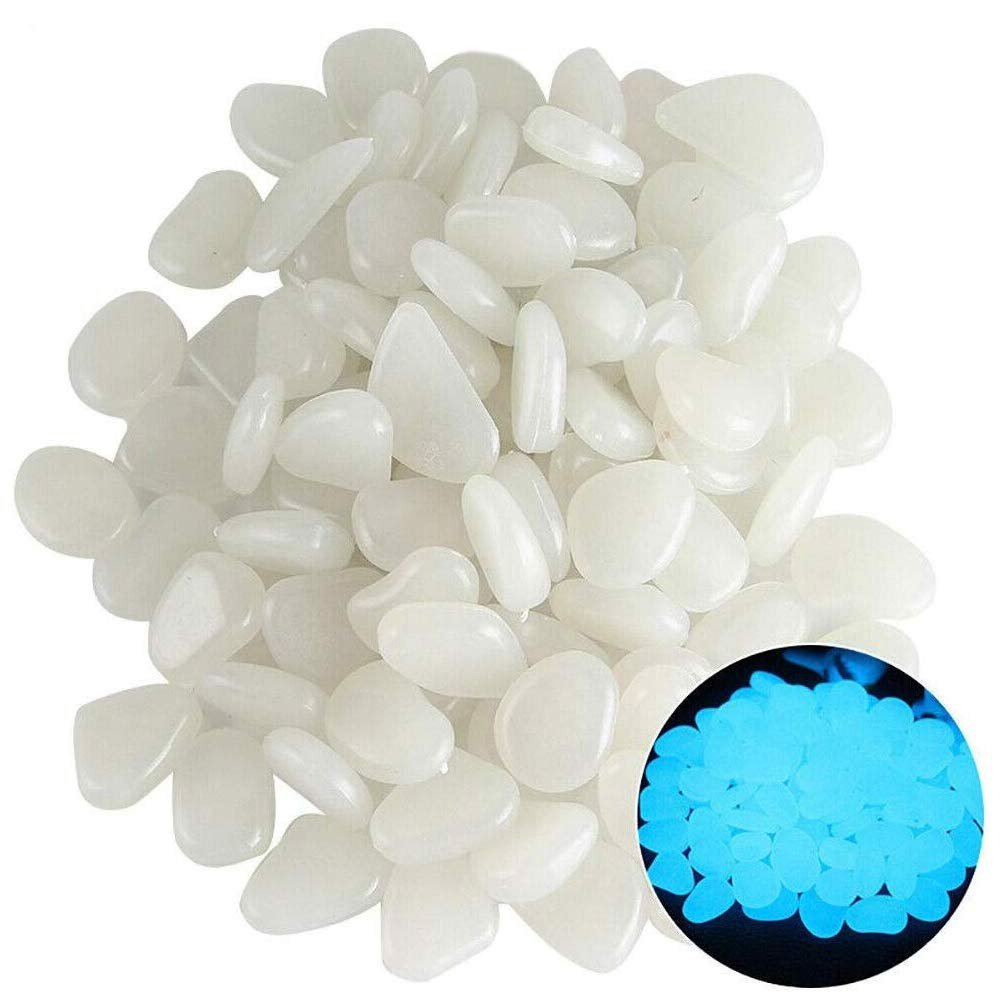 Glow-in-the-Dark Decorative Pebbles, White, 200 Pieces