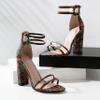 EDEFS High Heel Sandals with Transparent Design, Easy Everyday Style, Red Pattern, EU 42 view 4