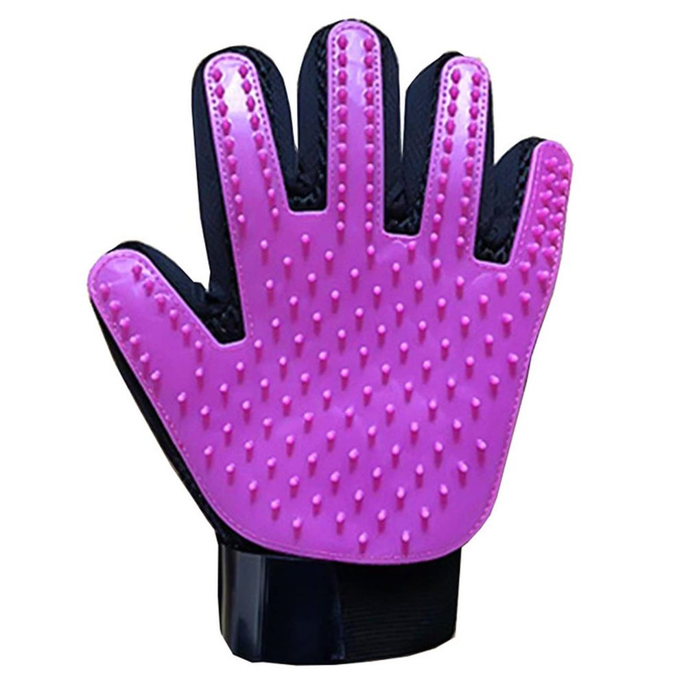 AGBARR Silicone Pet Grooming Glove, Purple, Left Hand