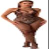 Bommi Fairy Women's Floral Lace Halter Fishnet Teddy Bodystocking, Black view 1