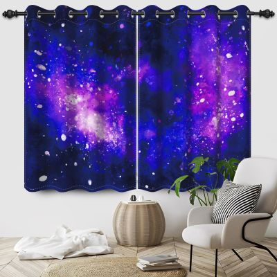 SDOTPMT 66 x 160 cm Fantasy Starry Galaxy Window Curtains, Blackout, 2 Panels