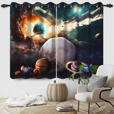 SDOTPMT 107 x 245 cm Fantasy Galaxy Star Window Curtains, 2 Panels