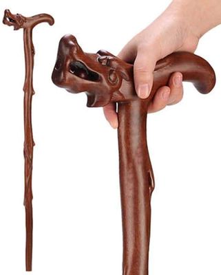 NATWEE Wooden Walking Cane for Men and Women, Hand-Carved Dragon Head Handle with Moving Beads, for an Active Outdoor Lifestyle