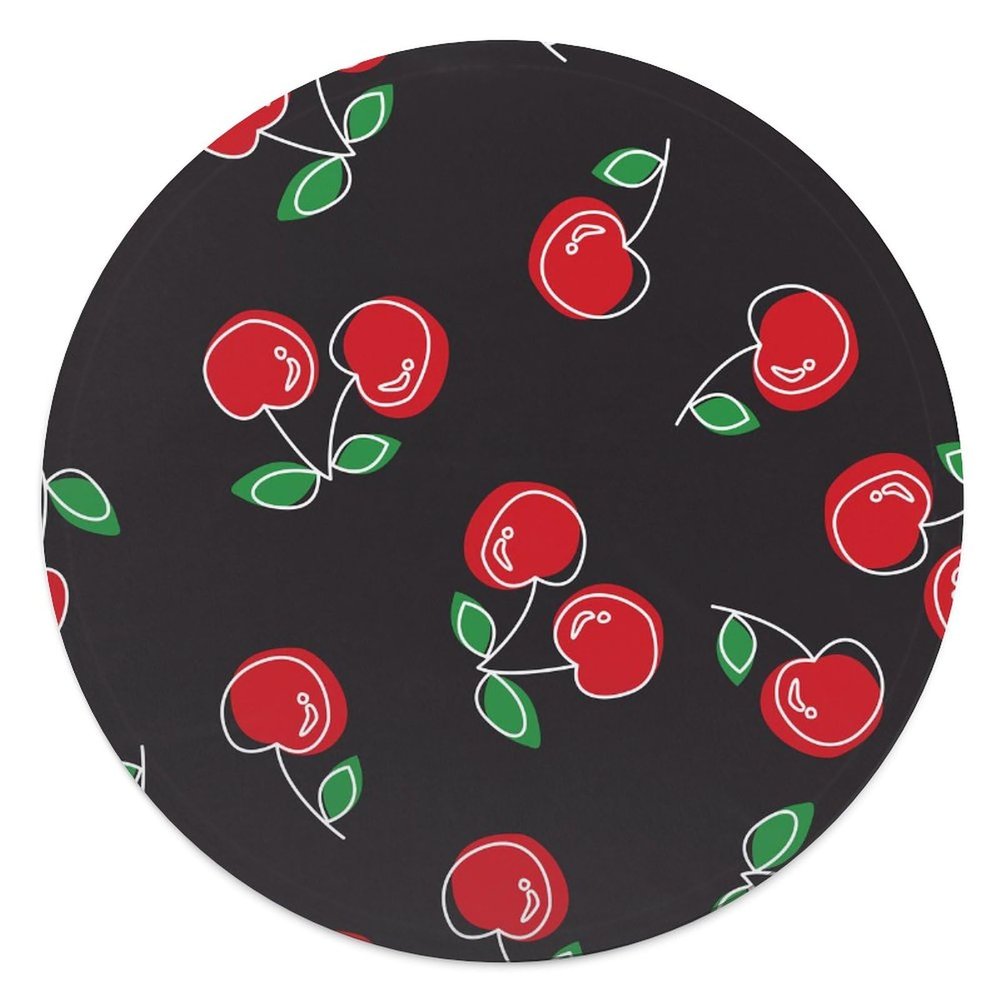 NIBABA Pet Blanket with Red Cherry Pattern, Anti-Pilling, Warm, Soft Flannel, Lightweight, Cozy, for Cats and Dogs, 90 cm Diameter