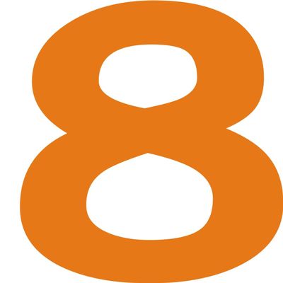 Kleckerliese Number Sticker 20 cm, Single Satin-Matte Digit 8, Orange