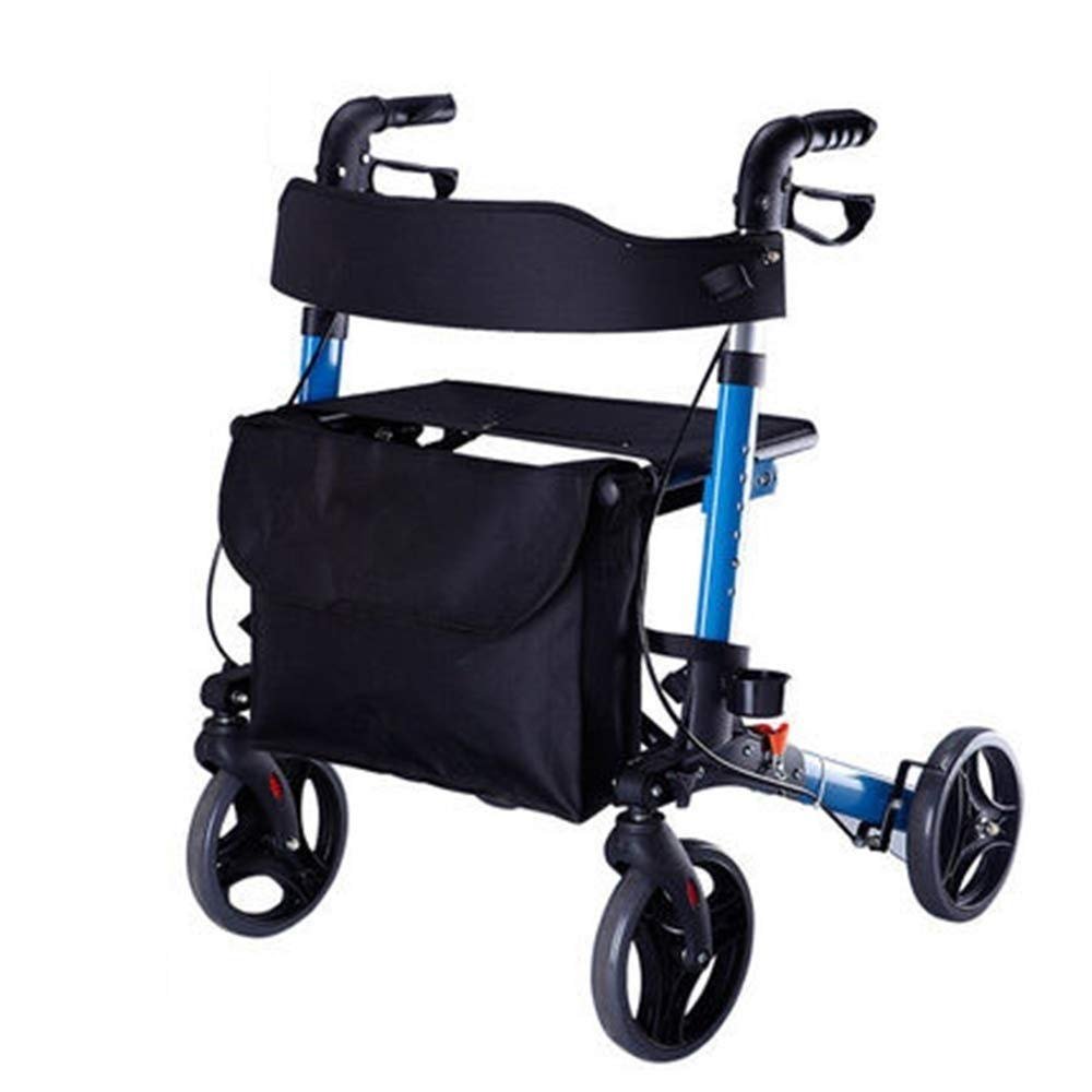NATWEE Walker Wheel Walker for Seniors, Foldable Walker with Seat, 4-Wheel Rollator, Deluxe Aluminum Handles