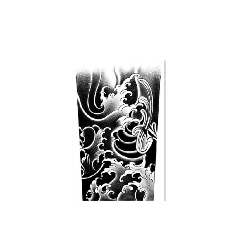 2-Piece Herbal Tattoo Stickers, Wave Arm Design, for Men and Women
