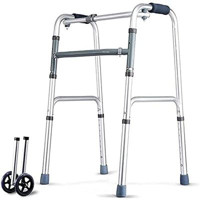 Medical Deluxe Folding Walker for Older Adults, Adjustable and Lightweight, 4-Leg Aluminum Walker, 75–93 cm, 150 kg Capacity