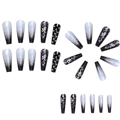 Greethga Black Gradient Diamond Press-On Nails