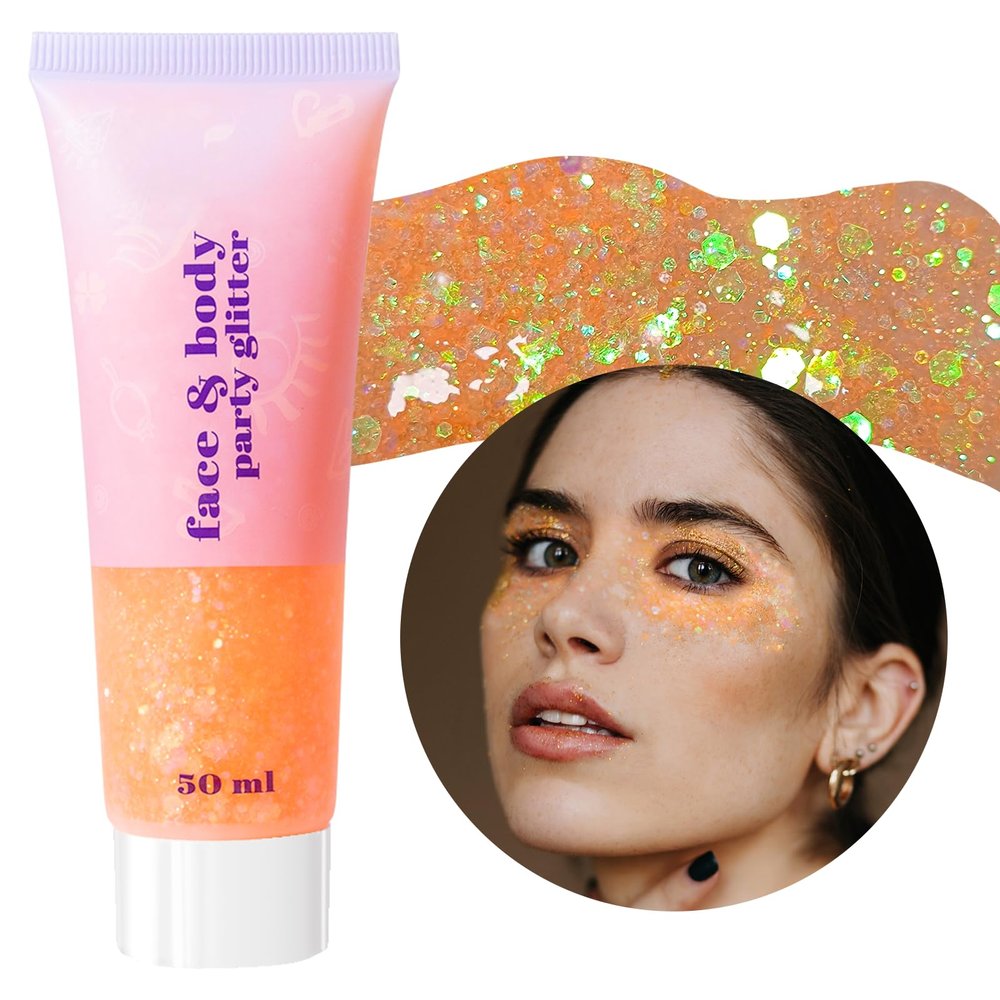 Prreal Body Glitter Gel 50 ml, Face Glitter and Body Gel Sequins