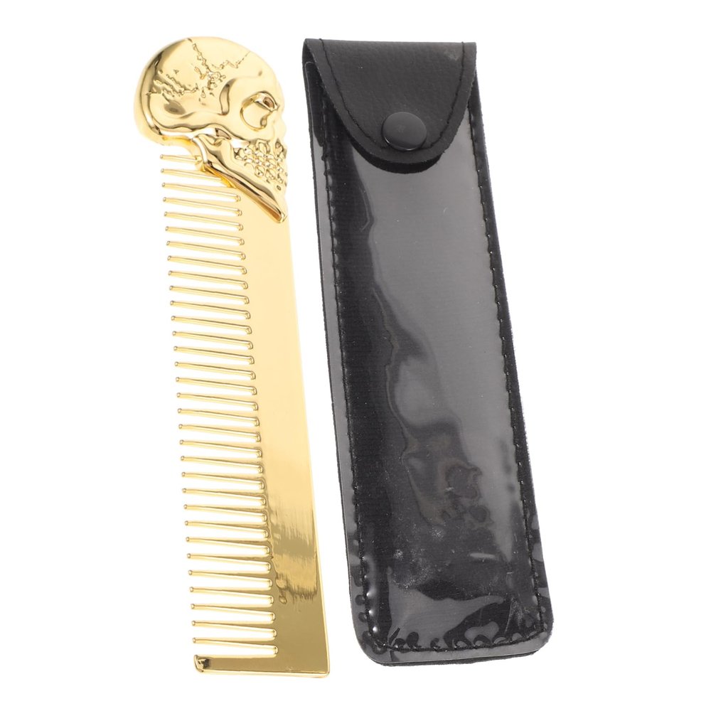 Minkissy Men's Beard Care Brush and Mustache Holder Kit, Double-Sided Zinc Alloy
