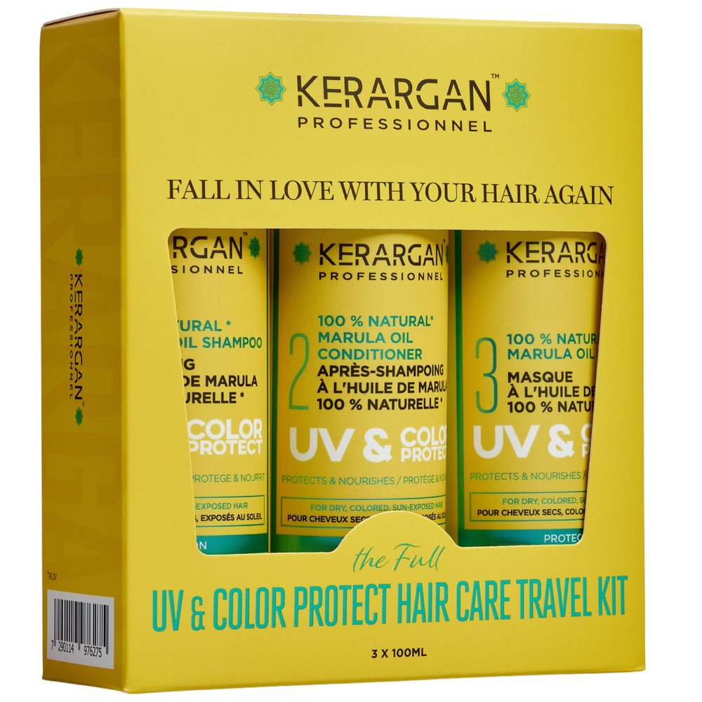 KERARGAN Marulal Travel Set, 3 Color-Protecting Hair Care Products, 3 x 100 ml