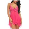 Women's Sexy Satin Nightgown, Kimono-Style Robe with Straps, Hot Pink, Size 38 view 1