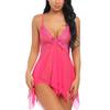 Women's Sexy Satin Nightgown, Kimono-Style Robe with Straps, Hot Pink, Size 38 view 2