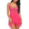 Women's Sexy Satin Nightgown, Kimono-Style Robe with Straps, Hot Pink, Size 38 view 3