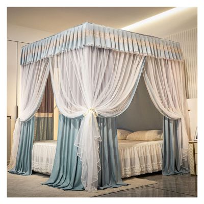 CENAP Deluxe Bed Canopy with Mounting Brackets, Four-Season Curtain for Single and Double Beds