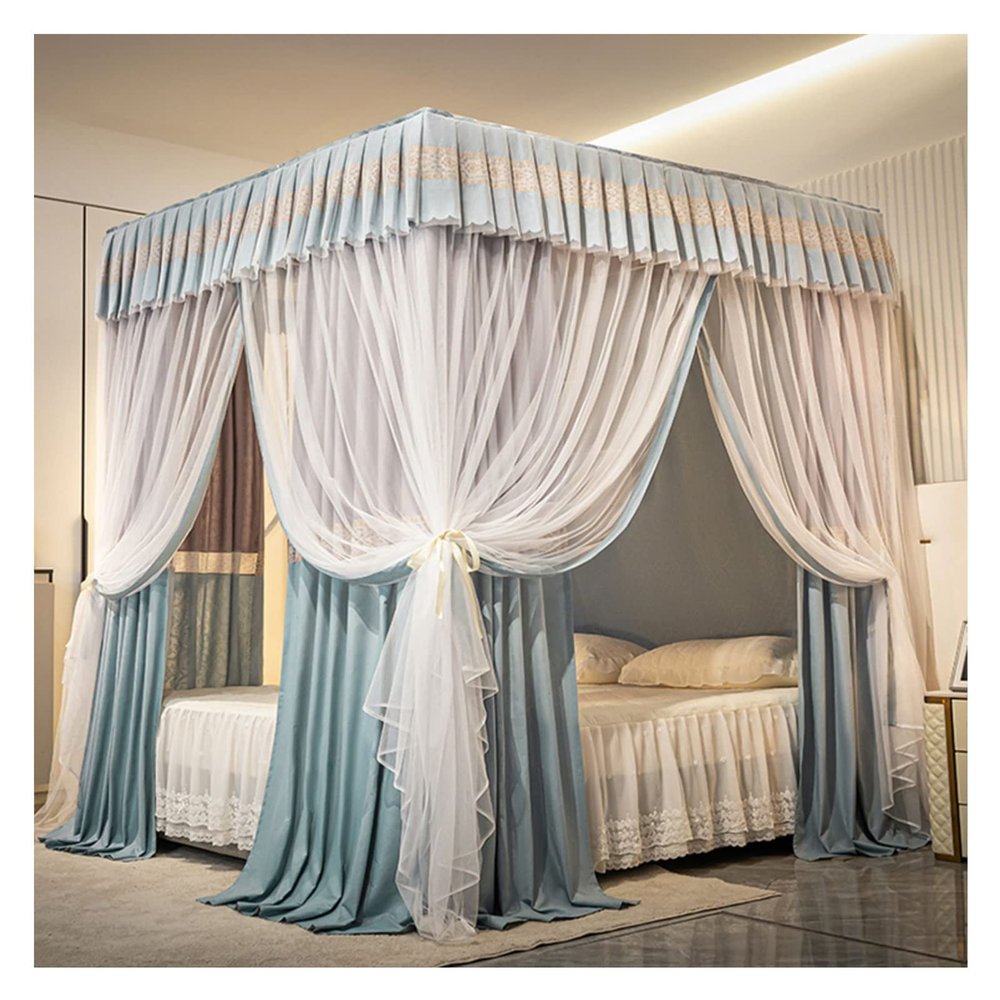 CENAP Deluxe Bed Canopy with Mounting Brackets, Four-Season Curtain for Single and Double Beds