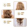 Brown Wavy Ponytail Extension with Drawstring, Clip-In Synthetic Hairpiece, Ombre Blonde Ash view 2