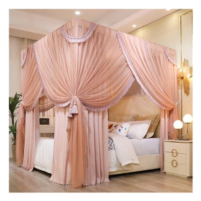 CENAP 4-Corner Bed Canopy, Luxurious Palace-Style Bed Curtain with Mounting Brackets, for 1.5 m/1.8 m/2 m Single or Double Beds, Color A, 200 x 220