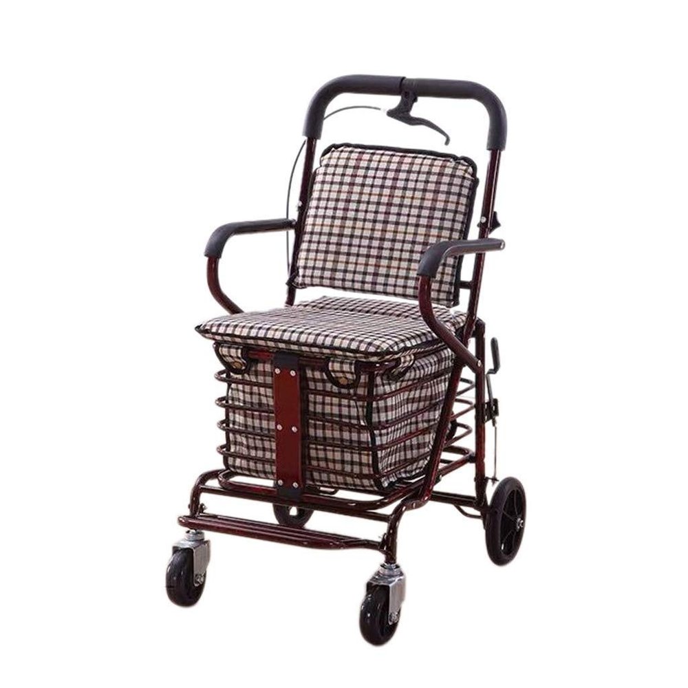 NATWEE Rollator Walker with Seat, Brakes and Large-Capacity Shopping Bag