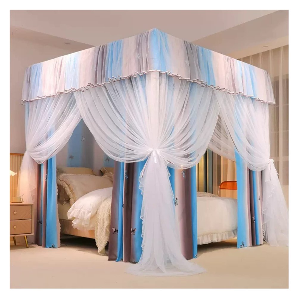 CENAP Four-Season Bed Canopy with Curtains and Stand, Dust-Resistant Shade, for 1.5 m/1.8 m/2 m Single or Double Beds