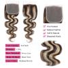 Body Wave Orange Human Hair Weave with 3 Bundles, Closure and Highlighted Lace Frontal view 2