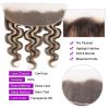 Body Wave Orange Human Hair Weave with 3 Bundles, Closure and Highlighted Lace Frontal view 3
