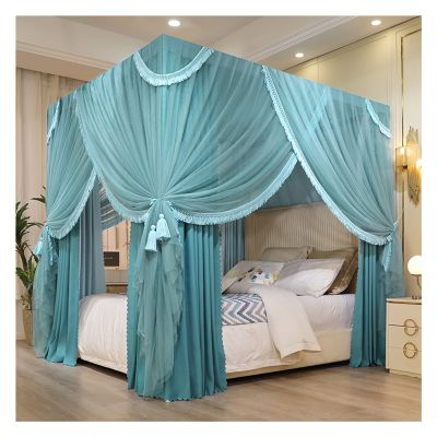 CENAP 4-Corner Bed Canopy, Luxurious Palace Bed Curtain for Bedrooms, for 1.5 m/1.8 m/2 m Single or Double Beds, with Mounting Brackets (Color: D, Size: 180 x 220)