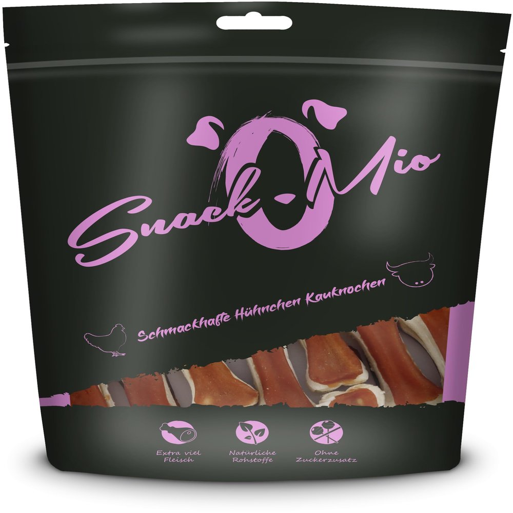 SnackOMio - Premium Chew Treat for Dogs - Tasty Chicken Chew Bones, 120g